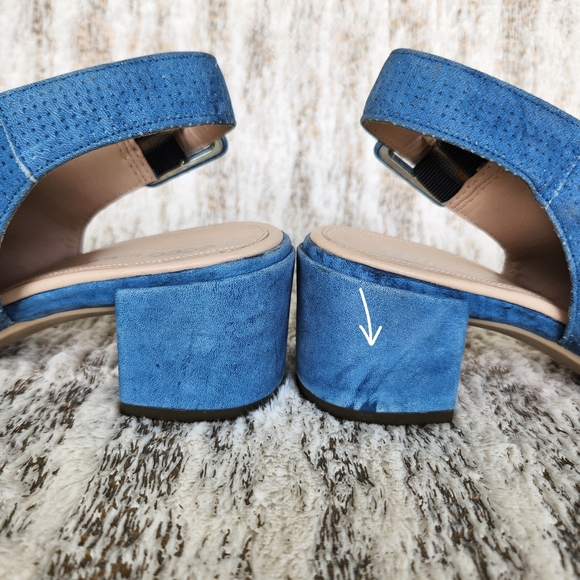 Ecco Danish Design "Shape 35" Block Slingback Sandal Blue Leather Women's Size 8 - Picture 10 of 14